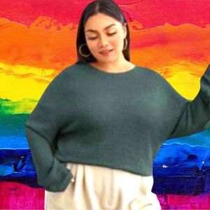 🆕SHEIN Woman’s plus-size Teal Green Long-sleeve Stretchy Waffle-knit Top❤️❤️4X